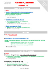 Leçon, exercice et évaluation :<br/> Semaine 11 - Cahier journal - PES - Stagiaires, jeunes profs... : 6ème Harmos - PDF à imprimer