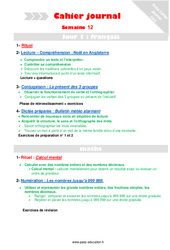 Leçon, exercice et évaluation :<br/> Semaine 12 - Cahier journal - PES - Stagiaires, jeunes profs... : 6ème Harmos - PDF à imprimer