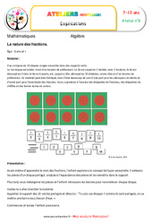 La nature des fractions - Algèbre - Montessori - Atelier 8 : 5ème, 6ème, 7ème Harmos - PDF à imprimer