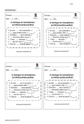 Comment distinguer les homophones- Fiches qu’elle(s) - quel(s) - quelle(s) - Entrainement - Examen Evaluation - Bilan avec correction : 7ème Harmos - PDF à imprimer