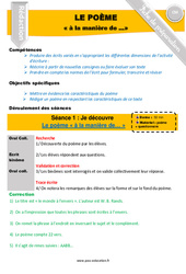 Ecrire un poème à la manière de ... - Rédaction - Production d'écrit - Séquence - Fiche de préparation : 6ème, 7ème Harmos - PDF à imprimer