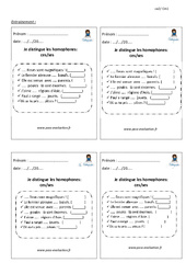 Comment distinguer les homophones - Fiches ces/ses - Entrainement - Examen Evaluation - Bilan avec correction : 5ème, 6ème Harmos - PDF à imprimer