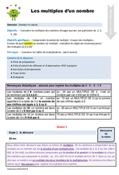 Les multiples d’un nombre - Fiche de préparation : 6ème Harmos - PDF à imprimer