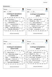 Comment distinguer les homophones- Fiches on - ont - n’ont / a - as - à - Entrainement - Examen Evaluation - Bilan avec correction : 6ème, 7ème Harmos - PDF à imprimer