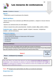 Mesures de contenances - Fiche de préparation : 6ème Harmos - PDF à imprimer