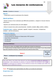 Séquence - Fiche de préparation Mesures de contenances - Séquence - Fiche de préparation : 7ème Harmos - PDF à imprimer