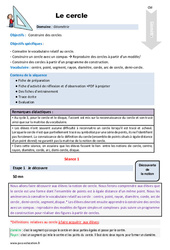 Séquence - Fiche de préparation Le cercle - Séquence - Fiche de préparation : 6ème Harmos - PDF à imprimer