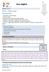 Séquence - Fiche de préparation Les angles - Séquence - Fiche de préparation : 6ème Harmos - PDF à imprimer