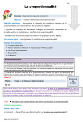 La proportionnalité - Fiche de préparation : 6ème Harmos - PDF à imprimer