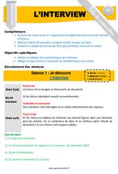 Séquence - Fiche de préparation L’interview - Rédaction - Production d'écrit - Séquence - Fiche de préparation : 6ème, 7ème Harmos - PDF à imprimer