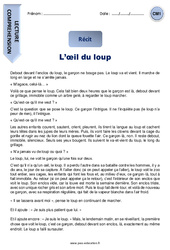 L’œil du loup - Lecture - Récit : 6ème Harmos - PDF à imprimer