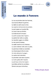 Le monde à l’envers - Poème - Lecture : 6ème Harmos - PDF à imprimer