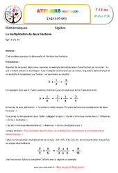 La multiplication de deux fractions - Algèbre - Montessori - Atelier 14 : 5ème, 6ème, 7ème Harmos - PDF à imprimer