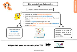 Lire un article de dictionnaire - Cours, Leçon, trace écrite : 6ème Harmos - PDF gratuit à imprimer