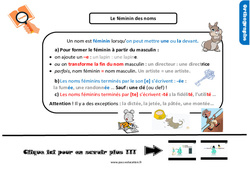 Le féminin des noms - Cours, Leçon, trace écrite : 6ème Harmos - PDF à imprimer