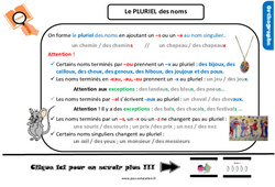 Le pluriel des noms - Cours, Leçon, trace écrite : 6ème Harmos - PDF à imprimer