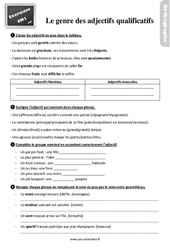 Le genre des adjectifs qualificatifs - Exercices, révisions : 6ème Harmos - PDF à imprimer