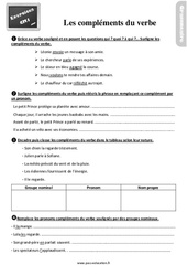 Le complément du verbe - Exercices, révisions : 6ème Harmos - PDF à imprimer