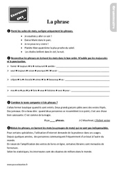 La phrase - Exercices, révisions : 7ème Harmos - PDF à imprimer