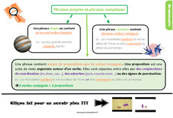 Les phrases simples et phrases complexes - Cours, Leçon, trace écrite : 7ème Harmos - PDF gratuit à imprimer