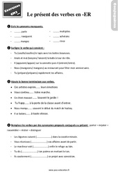 Le présent des verbes en - er - Exercices, révisions : 7ème Harmos - PDF à imprimer