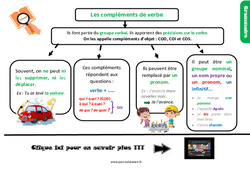 Le complément du verbe - Cours, Leçon, trace écrite : 7ème Harmos - PDF gratuit à imprimer