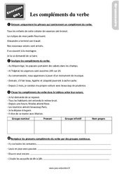 Le complément du verbe - Exercices, révisions : 7ème Harmos - PDF à imprimer