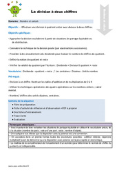 La division à deux chiffres - Séquence - Fiche de préparation : 7ème Harmos - PDF à imprimer