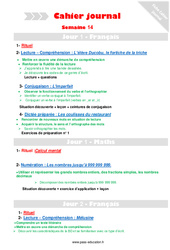 Leçon, exercice et évaluation :<br/> Semaine 14 - Cahier journal - PES - Stagiaires, jeunes profs... : 6ème Harmos - PDF à imprimer