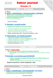 Leçon, exercice et évaluation :<br/> Semaine 15 - Cahier journal - PES - Stagiaires, jeunes profs... : 6ème Harmos - PDF à imprimer