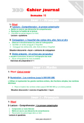 Leçon, exercice et évaluation :<br/> Semaine 16 - Cahier journal - PES - Stagiaires, jeunes profs... : 6ème Harmos - PDF à imprimer