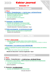 Leçon, exercice et évaluation :<br/> Semaine 17 - Cahier journal - PES - Stagiaires, jeunes profs... : 6ème Harmos - PDF à imprimer