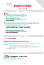 Leçon, exercice et évaluation :<br/> Semaine 18 - Cahier journal - PES - Stagiaires, jeunes profs... : 6ème Harmos - PDF à imprimer