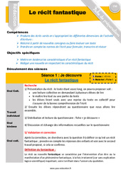 Séquence - Fiche de préparation Le récit fantastique - Rédaction - Production d’écrit - Séquence - Fiche de préparation : 6ème, 7ème Harmos - PDF à imprimer