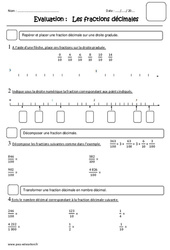 Fractions décimales aux nombres décimaux - Examen Evaluation : 7ème Harmos - PDF à imprimer