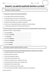 Adjectifs qualificatifs, épithètes ou attributs - Examen Evaluation : 7ème Harmos - PDF à imprimer