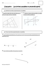 Droites perpendiculaires et parallèles - Examen Evaluation : 7ème Harmos - PDF à imprimer