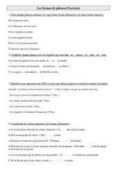 Formes de phrases - Exercices : 5ème Harmos - PDF à imprimer