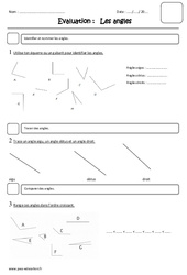 Angles aigus, obtus et droits - Examen Evaluation : 7ème Harmos - PDF à imprimer