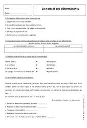 Nom - Déterminants - Exercices avec correction : 9eme Harmos - PDF à imprimer