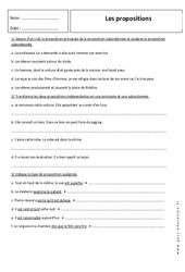 Propositions - Révisions - Indépendantes, subordonnées et principales : 9eme Harmos - PDF à imprimer