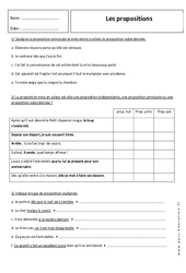 Indépendantes, subordonnées et principales - Exercices sur les propositions : 9eme Harmos - PDF à imprimer