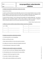 Propositions subordonnées relatives - Révisions : 9eme Harmos - PDF à imprimer