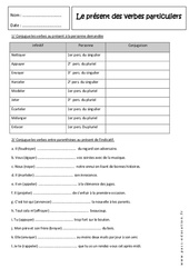 Verbes particuliers - Présent - Exercices : 9eme Harmos - PDF à imprimer