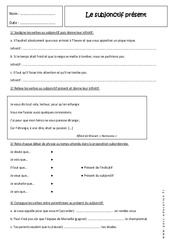 Présent du subjonctif - Exercices : 9eme Harmos - PDF à imprimer