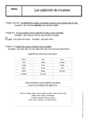 Adjectifs de couleur - Cours : 9eme Harmos - PDF à imprimer