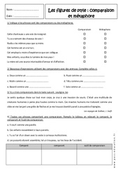 Métaphore et comparaison - Révisions : 9eme Harmos - PDF à imprimer