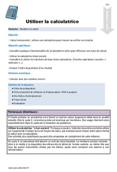Utiliser la calculatrice - Fiche de préparation : 7ème Harmos - PDF à imprimer