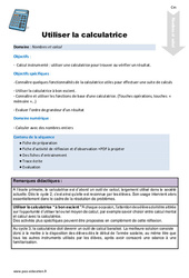 Séquence - Fiche de préparation Utiliser la calculatrice - Séquence - Fiche de préparation : 7ème Harmos - PDF à imprimer