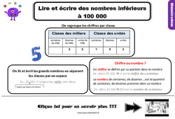 Lire et écrire des nombres inférieurs à 100 000 - Cours, Leçon : 6ème Harmos - PDF gratuit à imprimer